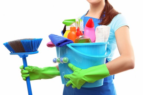 Dust and renovation residue being removed during post-build cleaning